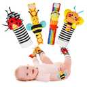 Infinno Baby Wrist Rattle Socks and Foot Finder Set, Perfect Baby Toys for 0-12 Months Newborn Boys and Girls As Shower Gifts, Garden Bug Series