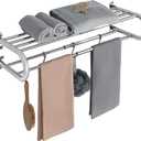 Alise Adjustable 16-28 Inches Double Towel Rack for Bathroom,Wall Mount Double Towel Racks,SUS304 Stainless Steel Towel Holder,Retractable Towel Shelf with 2 Towel Bars 4 Movable Hooks,Chrome