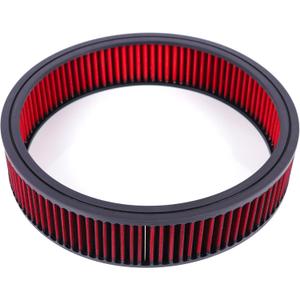 14"x3" Round Air Cleaner Filter Element High Flow Washable & Reusable Compatible with Chevy Ford GMC Mopar Buick Oldsmobile Pontiac (Red)