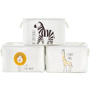 DECOMOMO Toy Storage Baskets for Shelves - 25.5L Kids Storage Bin for Nursery Dcor, Baby, Laundry, Toys (Animal Safari, Large - 3 Pack)