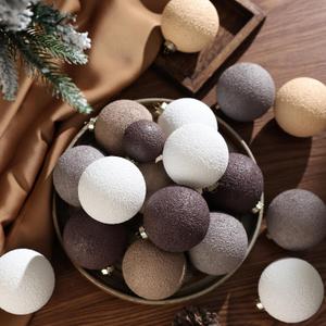 Christmas Ornaments Set 12PCS - 2.4 Inch Textured Shatterproof Vintage Neutral Ball Ornaments for Tree Rustic Farmhouse Decor (Earthy Embrace)