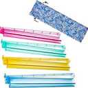 Mahjong Racks with Pushers, 4 Mah Jongg Clear Acrylic American All-in-One Tile Rack & Pusher Accessories Gifts (4 Colors)