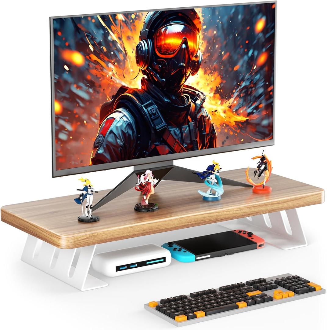 Monitor Stand Riser, 24 Inch Wood Desk Monitor Riser for Laptop/PC/Printer