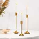 Brass Gold Candle Holder - 3 PCS Taper Candlestick Holders - Vintage Candle Stick Holders - Modern Home Decor Centerpiece - Cozy Atmosphere Gift for Home Decor, Wedding, Housewarming Gift
