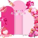 Set of 3 Arch Backdrop Cover Pink Ensemble with Party Banner - Spandex Fitted Wedding Backdrop Covers 7.2ft,6.6ft,6ft for Chiara Backdrop Stand Set. Arch Stand Cover for Wedding Birthday Baby