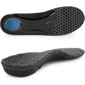 iemot Women's Arch Support Warm Insoles Comfort Replacement Shoe Inserts Lamb Wool Plantar Fasciitis Relief High Arch Orthotics Inserts for Work Boots Slippers Grey US6/ EU37