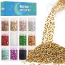 Matio 12 Colors Crushed Glass Irregular Glitter, 4.23oz/ 120g Crushed Broken Glass Sprinkle Chips for Resin Epoxy Jewelry DIY,Shattered Crystal Flakes Sequins for Nail Art Decor Phone Case Vase Filler (Metallic)