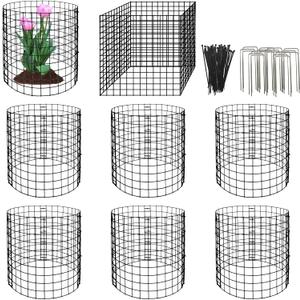 Eunika 8 Pack Round Plant Protector from Animals,24 Pcs 12" x 12" Metal Mesh to Keep Animals Out Wire Plant Protectors for Rabbits Chicken Duck Barricades for Garden Vegetable Flowers Protection
