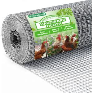 HIHADUUM 8'' x 20' Hardware Cloth 1/4 inch 23 Gauge, Hot-dip Galvanized After Welding, Chicken Coop Wire Fence Wire Mesh Screen, Rabbit/Snake Fences, Netting Wire Cloth Galvanized Wire Mesh Roll