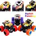 CozyBomB Friction Powered Monster Trucks Toys for Boys/Girls - Push and Go Car Truck Playset, Inertia Vehicle, Kids Birthday Christmas Party Supplies Gift 3 Years Old (Purple, Red, Orange, Green) (4-packs)