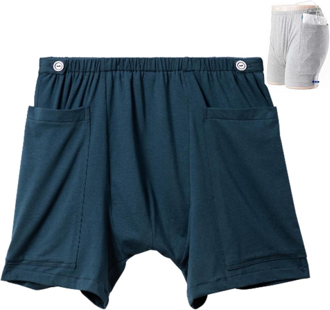 New Type of Urine Bag Pants,Underwear Urine Bag Pants for Elderly,Urine Drainage Bag Underwear,Nephrostomy Bag Pants for Abdominal Surgeries Patient (X-Large, Dark Blue)