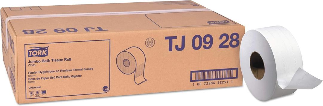 Tork Jumbo Toilet Paper Roll White T22, Universal, 2-ply, 12 x 750', TJ0928 (3.55 inches)