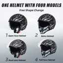TRIANGLE Full Face Motorcycle Helmets,Off-Road Motocross Helmet for Men & Women,Dual Visor with Internal Tinted Sunshield,Open Face 3/4 Adult Racing Helmet DOT Approved(XL)