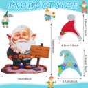 12 Pack Christmas Wooden Garden Gnome Greeter Statue Includes 1 Mini Gnome and 11 Assortment Seasonal Hats Miniature Fairy Garden Accessory for Outdoor Indoor Patio Lawn Xmas Tabletop Decor