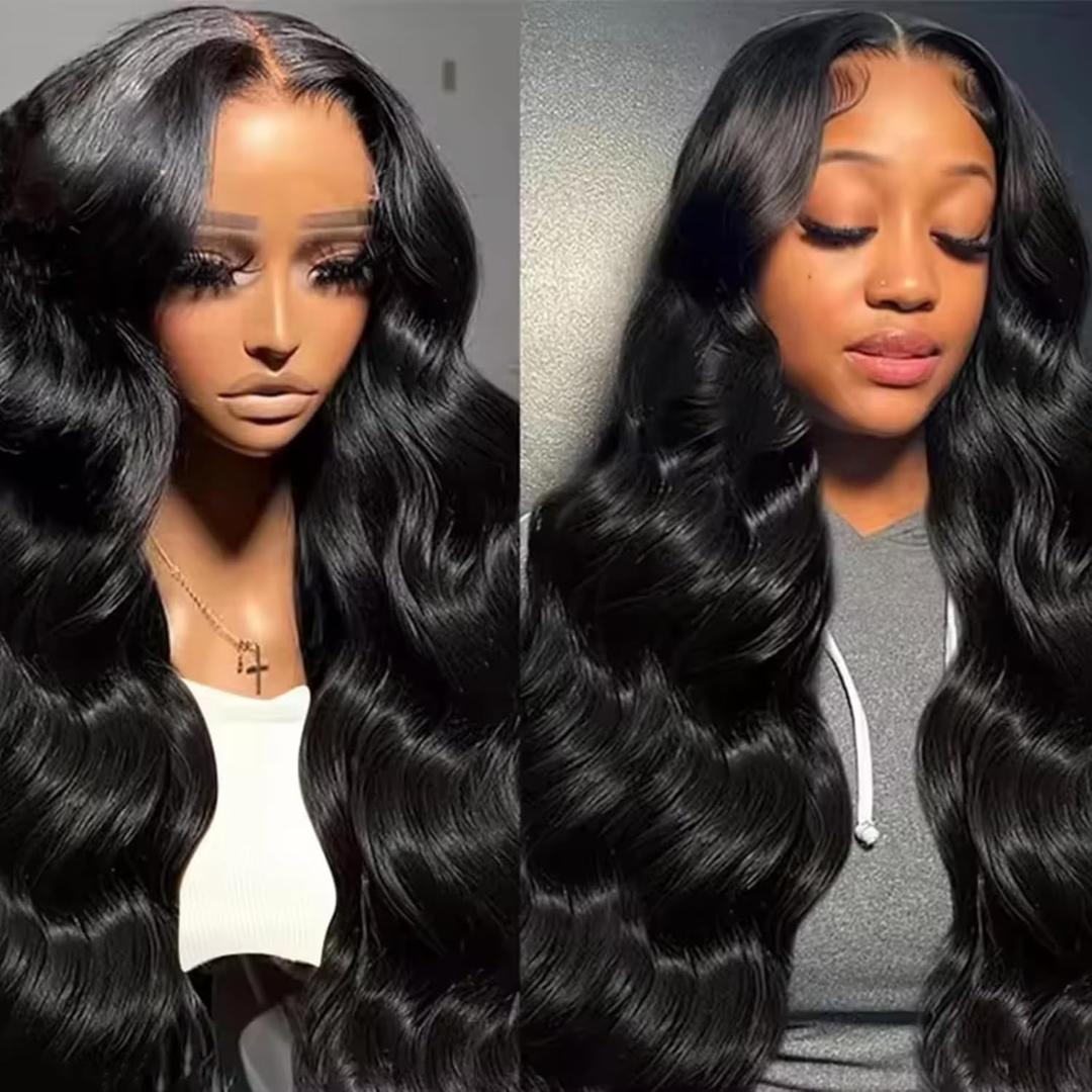 28 inch 13x6 HD Lace Front Human Hair Wig 200 Density 12A Virgin Hair Body Wave Lace Frontal Wig Pre Plucked with Baby Hair Glueless Wigs for Black Women Natural Color