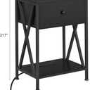 VECELO Nightstand Set of 2,End Tables with Charging Station,Bed Side Table with Open Shelf &USB Ports & Outlets,Small Dresser for Bedroom, Living Room,Black, 2-Pack