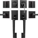 Goldenwarm Double Front Door Lock Set, Oil Rubbed Bronze Double Front Door Handle with Dummy, Square Exterior Door Lever with Reversible Lever, Single Cylinder Deadbolt Combo