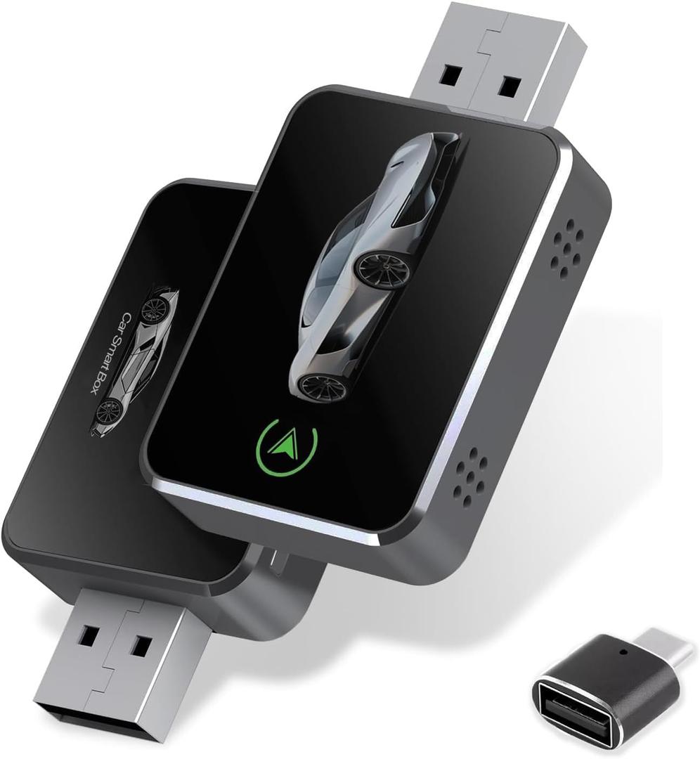 COCOING Wireless CarPlay Adapter for iPhone (2025 Upgraded) - Plug & Play USB-C/Type-C Adapter Converts Wired to Wireless CarPlay Android Auto (2-in-1) Multi-Device Support, Lag-Free iOS 10+