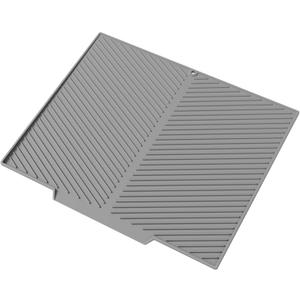 Dish Drying Mat, Silicone Dish Drying Mat for Kitchen Counter, Dish Drainboard with Built-in Drain, Non-silp, Heat Resistant, Dishwasher Safe (Gray, 20"x17")