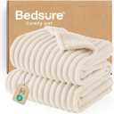 Bedsure ComfyFleece Waterproof Dog Blankets for Large Dogs - Soft Pet Cat Blanket Corduroy Fleece for Couch Protector Washable, Cozy Calming Reversible Furniture Protection,40"x50", Cream