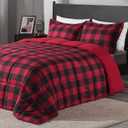 Gownluxe Lightweight Plaid Comforter Set (Queen) with 2 Pillow Shams - 3-Piece Set - Red/Black Plaid - Down Alternative Reversible Comforter