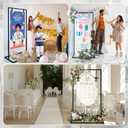 OurWarm Metal Wedding Sign Stand, Adjustable Welcome to Our Wedding Sign Holder, Heavy Duty Easel Stand for Sign W/Design Bundle & Leather Sign Hanging Straps, Seating Chart Stand, Easel for Display