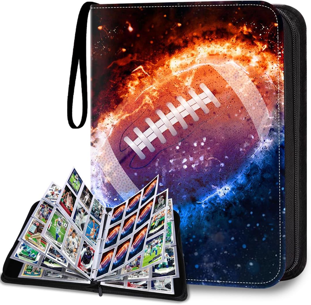 900 Pockets Football Card Binder, Football Trading Cards Display Case with Football Card Sleeves Card Holder Protectors Set for Football Cards, Sports Cards, Game Cards Collector Album