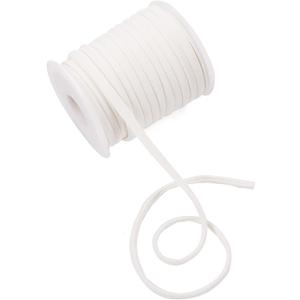 Cheriswelry 21.87 Yards 5mm Elastic Nylon Cord Flat Stretch Beading Strings Chinese Knotting Cord Soft Band Rope Braided Fabric Threads for DIY Crafting Sewing Macrame Jewelry Making Creamy White
