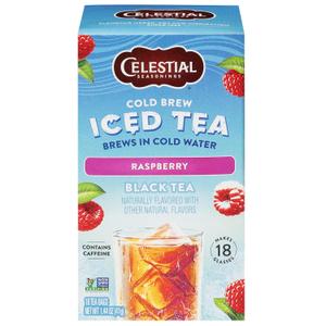 4 x Celestial Seasonings Cold Brew Raspberry Black Iced Tea 18 Tea Bags (EXP 06/03/28)
