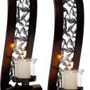Wall Sconce 14.4 x 3.5 Inch, with Tea Light Candle Holder Antique Bronze Style Metal Wall Art Decorations for Living Room, Bathroom, Dining Room and Office, Set of 2