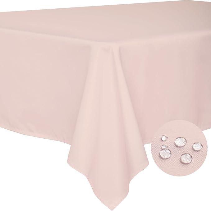 BYDOLL Table Cloth Green 30x30 Inch Tablecloth for 4 Foot Square Tables Outdoor Washable Wrinkle Free and Spillproof Polyester Tablecloth for Festival Camping Picnic Party Cover, Pale Pink