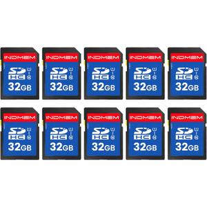 INDMEM SD Card 32GB, 10-Pack UHS-I Class 10 MLC Flash Memory Card, High-Speed Secure Digital Cards for Cameras, DSLR, Action Cams - Reliable Storage