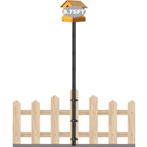 Garbuildman 105 Inch Bird Feeder Pole Kit, Heavy Duty Bird House Pole Set for Deck Fence or Patio Railing, Adjustable Universal Mounting Post Kit for Outdoors, Matte Black, 1 Pack