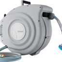 Retractable Garden Hose Reel 1/2 in x 100 ft Heavy Duty Automatic Water Hose Reel with 10-Function Sprayer Nozzle Kink-Free Auto Rewind Any-Length Lock 180 Swivel UV Resistant - Light Gray