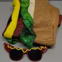 2 Pcs Halloween Hot Dog Costume with Funny Makeup Glasses Unisex Adult Hotdog Costume Fancy Dress for Cosplay Carnival Party XS