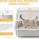 Stainless Steel Litter Box - XL Extra Large Cat Litter Box with Lid, Enclosed Metal Litter Pan with High Sided Enclosure & Scoop, Anti Leakage, Easy to Clean, Odor Control (White)
