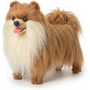 Lifelike Pomeranian Stuffed Animal - 13.8" Realistic Plush Dog Toy with Grooming Kit & Gift Box, Soft Cuddly Puppy Companion for Kids and Dog Lovers - Home Decor & Heartwarming Birthday Gift