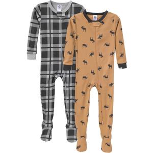 Gerber baby-boys 2-pack Snug Fit Footed Cotton Pajamas (18 Months, Moose)