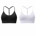 Women's Sports Bras Adjustable Y Back Spaghetti Strap Racerback Padded Wireless Yoga Workout Tops (X-Large, Black White)