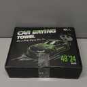 KKV Full-Sized SUV Drying Towel, 48x24 Dual Sided Microfiber Car Cleaning Towel with Twisting Yarn Technique, 1400GSM Super Absorbent, Scratch-Free, Machine Washable (Darkgray-GreenYellow)