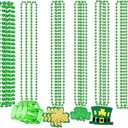 Zonlianxin 42PCS St. Patrick's Day Shamrock Necklace Clover Green Bead Party Favors Novelty St Patricks Day Shot Glasses Bead Necklaces Irish Beer Decorations Supplies