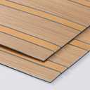 Haimin 3D Wall Panels Wood Grain Slat, 10Pcs 23.6"x11.6" Peel and Stick Self-Adhesive Textured Paneling, Easy DIY Light Luxury Decor for Bedroom Living Room Home (Light Oak with Gold)
