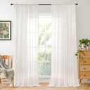 BGment Linen Semi Sheer Curtains 84 Inch Length 2 Panels Set for Living Room - Ivory Textured Light Filtering Drapes with Rod Pocket Lightweight Window Treatments for Bedroom, 52 X 84 Inch