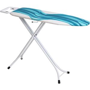 Mabel Home Ironing Board Made in Europe, Adjustable Height, Deluxe, 4-Leg, + Extra Cover, Easy Storage (3 Different Model & Sizes) (Deluxe (44" x 14"))