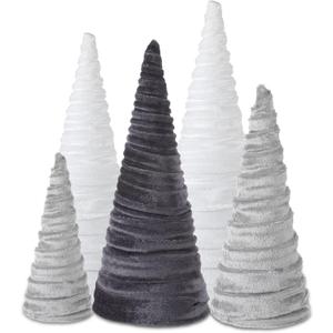 Hoolerry 5 Pack Velvet Christmas Tree Set Gray Xmas Velvet Tree Modern Winter Centerpiece Ornaments for Holiday Entryway Tabletop Farmhouse Wedding Christmas Decorations(Stylish Colors)