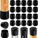 28pcs Chair Leg Protectors for Carpet, Round Chair Feet Glides Covers Caps Kitchen Table Foot Sliders with Plastic Pads Damage-Free Move on Carpets (Fit:1-1/2"~1-3/4", Black) (Round XL (1.50"-1.77"))