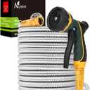 NGreen Stainless Steel Garden Hose - Flexible Metal Water Hose with Nozzle, Puncture, Rust Proof and Corrosion Resistant, Never Kink and High Pressure, Collapsible and Easy to Store (75FT)