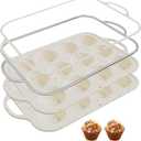 2 Packs 12 Cups Silicone Muffin Pan for Baking with Metal Reinforced Frame Regular Size Cupcake Pan Tray Chocolate Egg Pizza Bites Oven Top Cookie Molds Muffin Tin Tart Pans Sheet Set Bakeware Liner