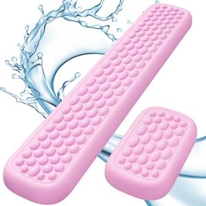 Lekvey Ergonomic Keyboard Wrist Rest - Memory Foam with Massage Points & Waterproof PU Leather Wrist Pad, Carpal Tunnel Support for Office Computer/Gaming, Typing Pain Relief, Easy-CleanPink
