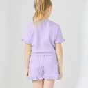 Girls Clothing 2 Piece Summer Set Short Sleeve Tops Shirts Baggy Shorts with Pockets Fashion Outfits for Kids (9-10 Years, Z-purple)